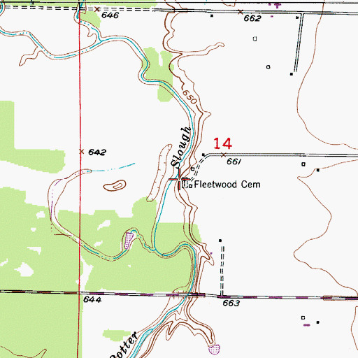 Topographic Map of Fleetwood Cemetery, MO