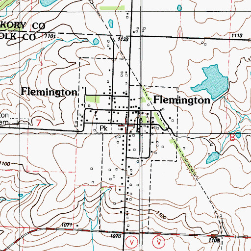 Topographic Map of Flemington, MO