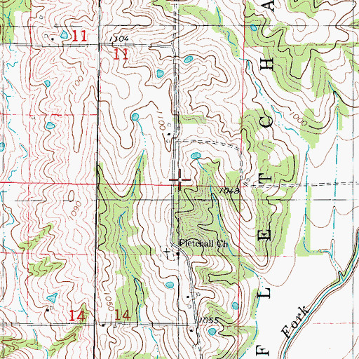 Topographic Map of Fletchall School, MO