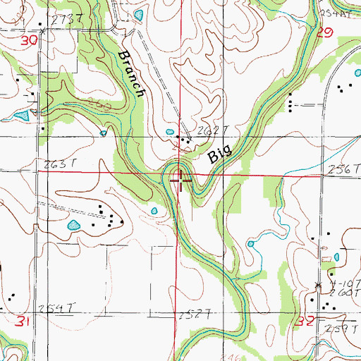Topographic Map of Flint Branch, MO