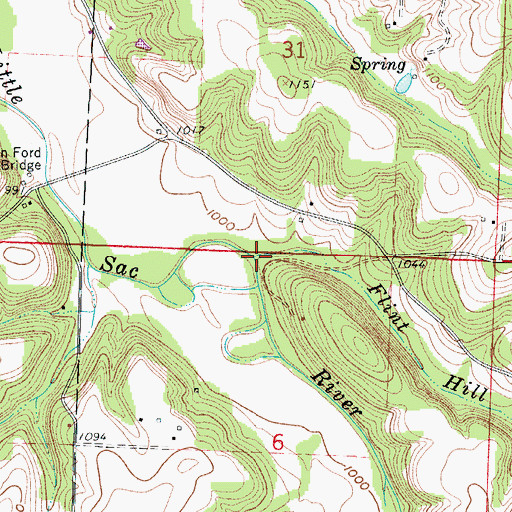 Topographic Map of Flint Hill Branch, MO