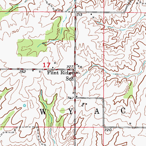 Topographic Map of Flint Ridge School, MO