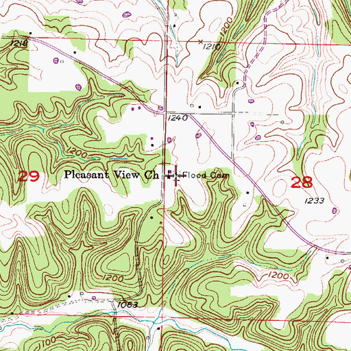 Topographic Map of Flood Cemetery, MO