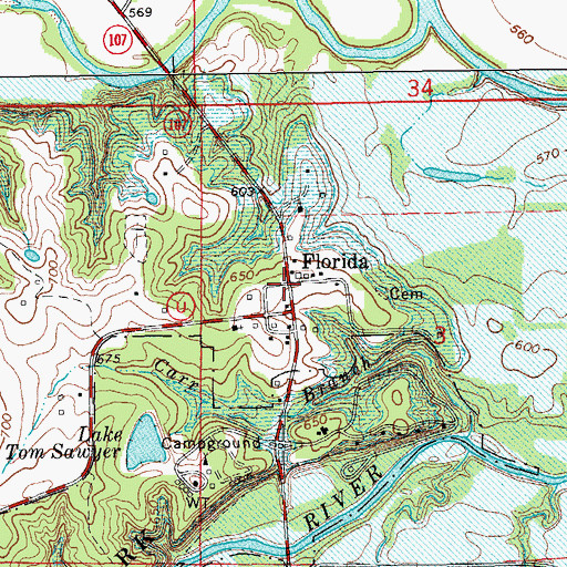Topographic Map of Florida, MO