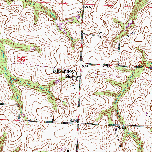 Topographic Map of Flournoy School (historical), MO