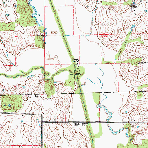 Topographic Map of Floyd Creek, MO