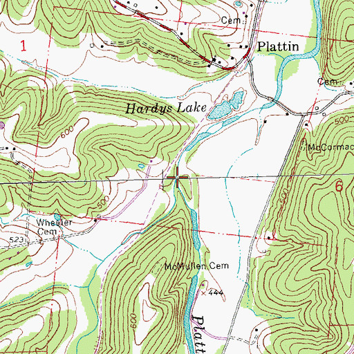 Topographic Map of Flucom Creek, MO