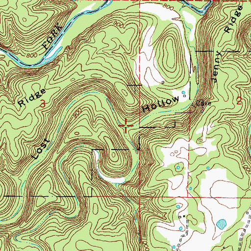 Topographic Map of Fly Blow Hollow, MO