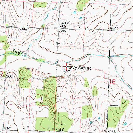 Topographic Map of Fly Spring, MO