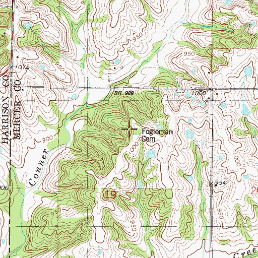 Topographic Map of Fogleman Cemetery, MO