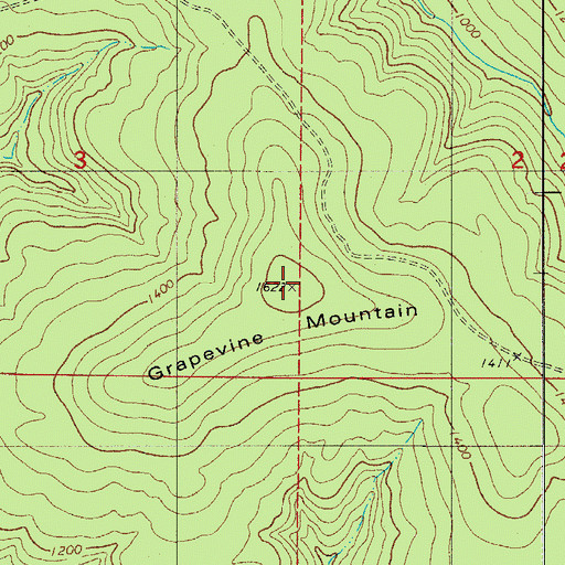 Topographic Map of Grapevine Mountain, AR