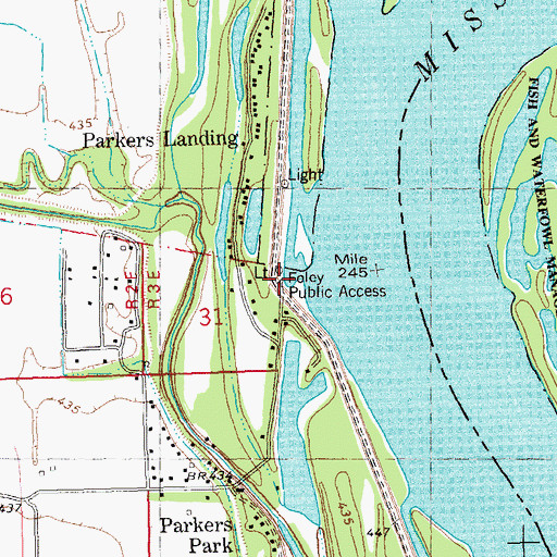 Topographic Map of Foley Public Access, MO