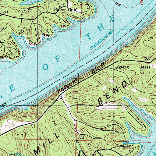 Topographic Map of Folsom Bluff, MO