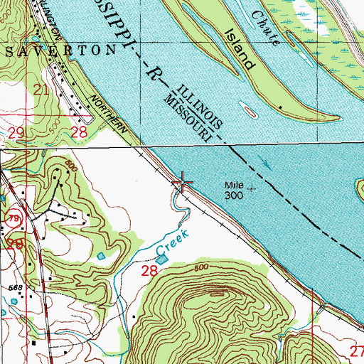 Topographic Map of Fools Creek, MO