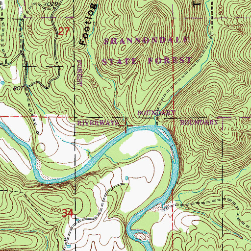 Topographic Map of Footlog Hollow, MO
