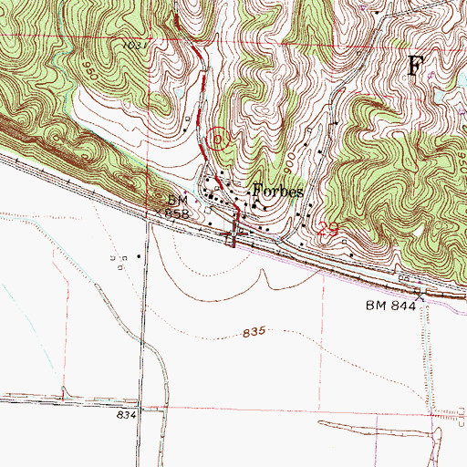 Topographic Map of Forbes, MO