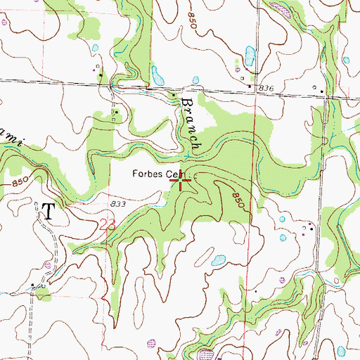 Topographic Map of Forbes Cemetery, MO