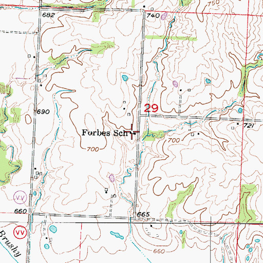 Topographic Map of Forbes School (historical), MO