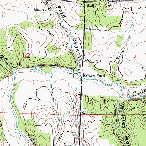 Topographic Map of Ford Branch, MO