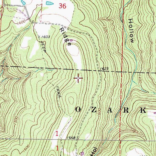 Topographic Map of Grapevine Ridge, AR