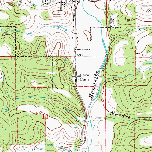 Topographic Map of Fore Cemetery, MO