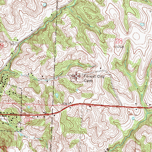 Topographic Map of Forest City Union Cemetery, MO