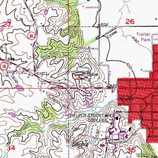 Topographic Map of Forest Grove Cemetery, MO