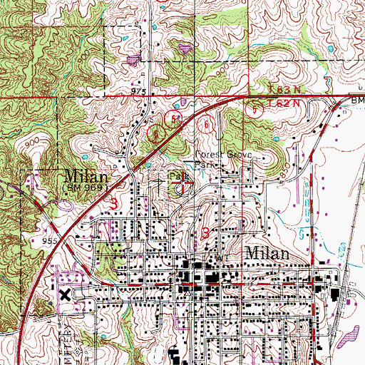 Topographic Map of Forest Grove Park, MO