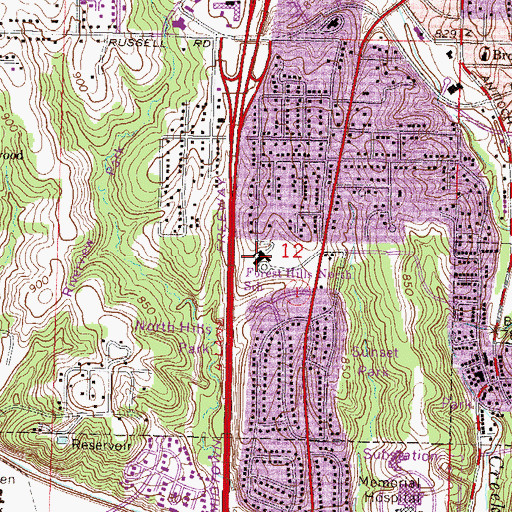 Topographic Map of Forest Hills North School, MO