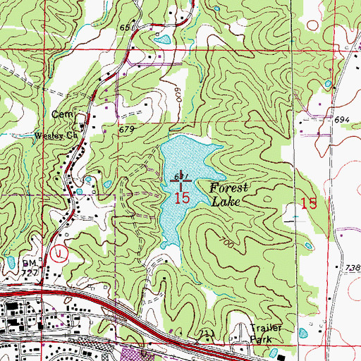 Topographic Map of Forest Lake, MO