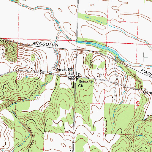 Topographic Map of Forest Mill School (historical), MO