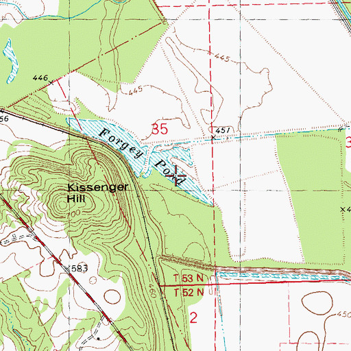 Topographic Map of Forgey Pond, MO
