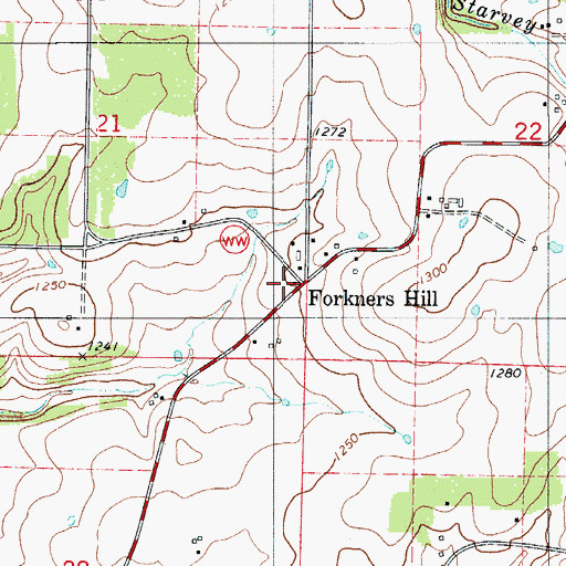 Topographic Map of Forkners Hill, MO