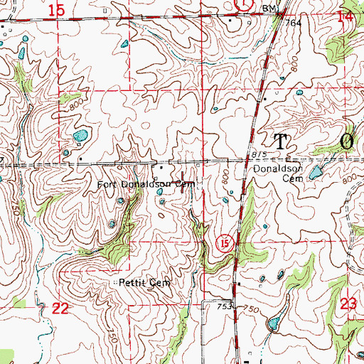 Topographic Map of Fort Donaldson Cemetery, MO
