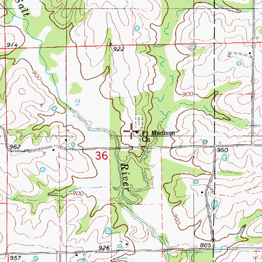 Topographic Map of Fort Madison Church, MO