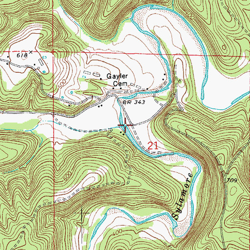 Topographic Map of Grassy Creek, AR