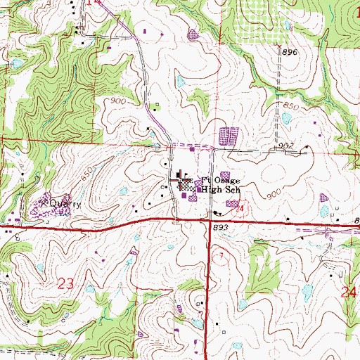 Topographic Map of Fort Osage High School, MO