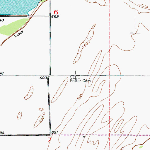 Topographic Map of Foster Cemetery, MO