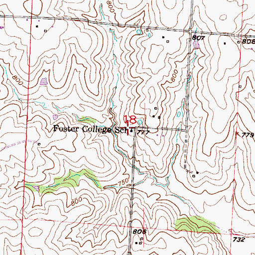 Topographic Map of Foster College School (historical), MO