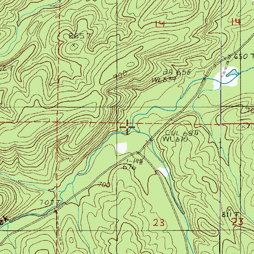 Topographic Map of Grassy Flat Creek, AR