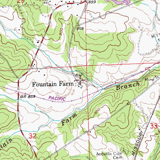 Topographic Map of Fountain Farm, MO