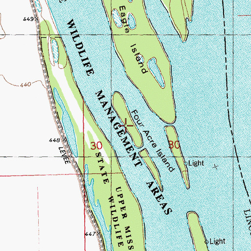Topographic Map of Four Acre Island, MO