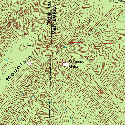 Topographic Map of Grassy Gap, AR