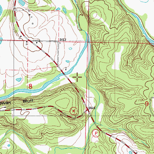 Topographic Map of Fourmile Creek, MO