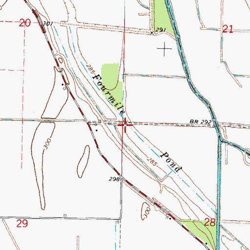 Topographic Map of Fourmile Pond, MO