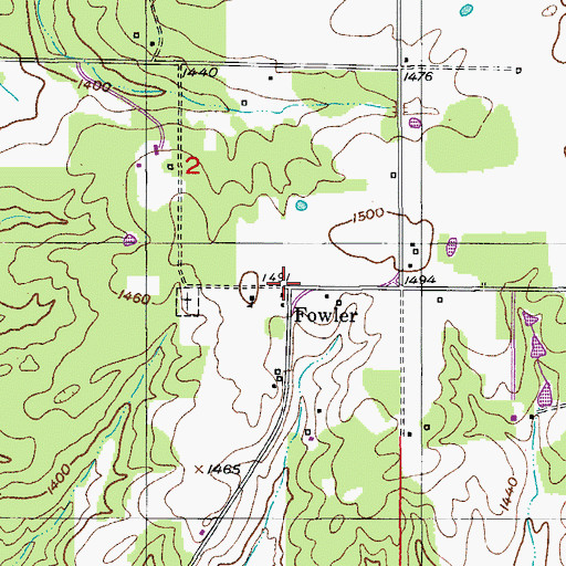 Topographic Map of Fowler, MO