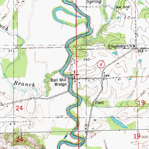 Topographic Map of Fox Branch, MO