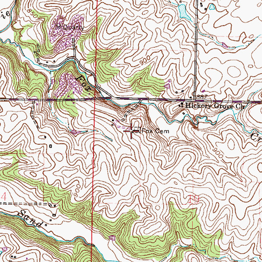 Topographic Map of Fox Cemetery, MO