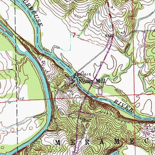 Topographic Map of Fox Creek, MO