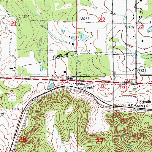 Topographic Map of Fox Crossing School, MO